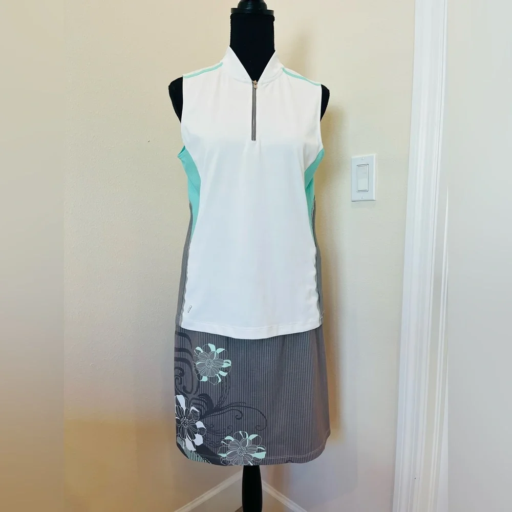 Tail Floral Taupe Teal Skort